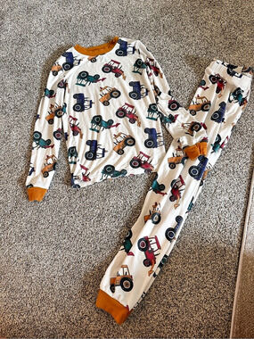PatPat Tractor Print Bamboo Pajama Set Boys 10
